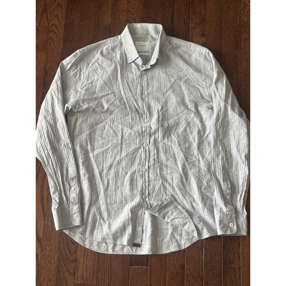 Billy Reid Button Down Shirt Men L Gray Long Sleeve Cotton Slim Fit